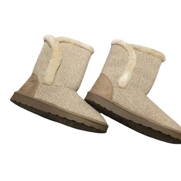 Pop Women's Mid-Calf Swan Boots Oatmeal Faux Fur Lined Size 9M New In Box NIB - Picture 2 of 6